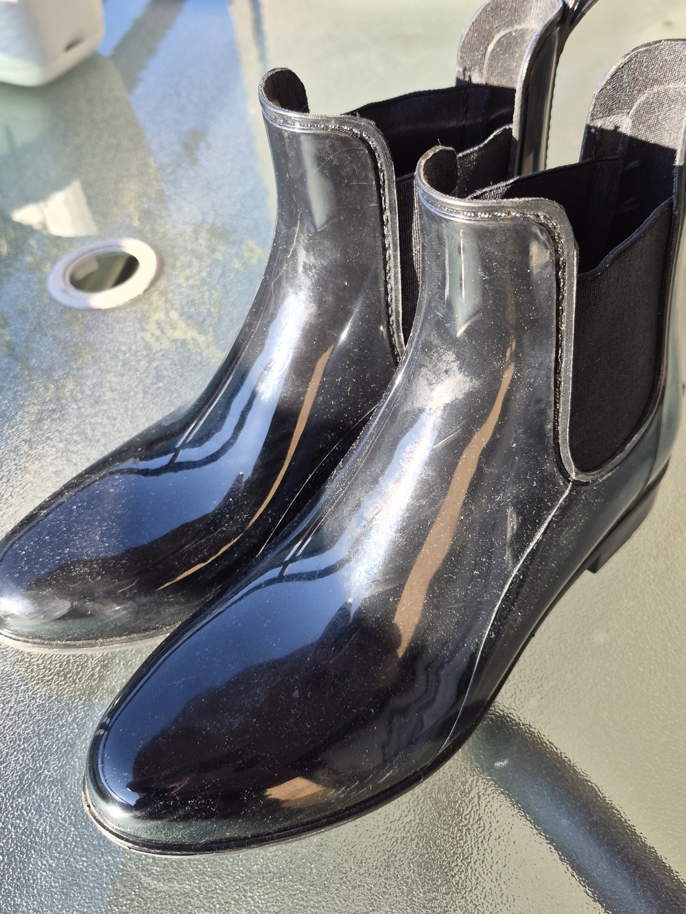 London Fog Glossy Black Chelsea Rain Boots